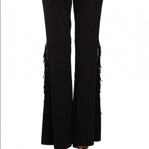 NWT RYU faux suede Hippie boho fringe pant black size Large